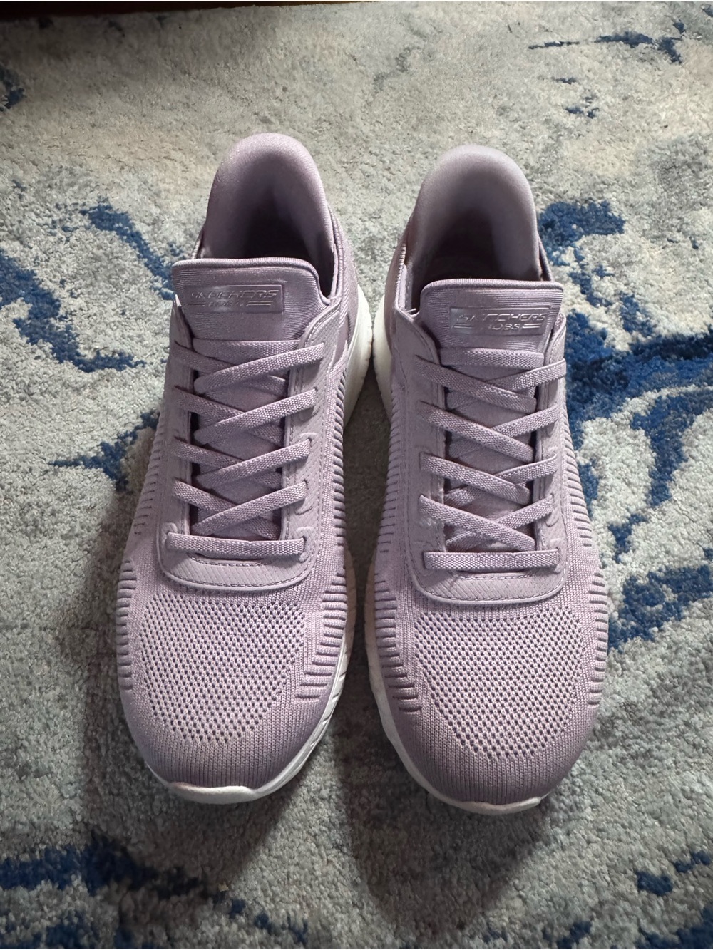 BOBS from Skechers Women's Lavender Knit Lace-Up SLIP-IN sneakers